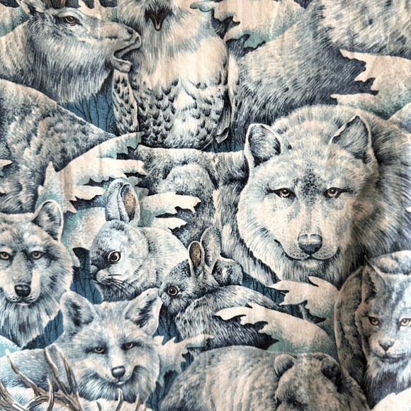 Handmade‎ Vintage Unisex Snow Animal Reversible Print Vest, White Blue, L - Picture 12 of 16